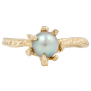 Yellow Gold Stingray Akoya Pearl Ring